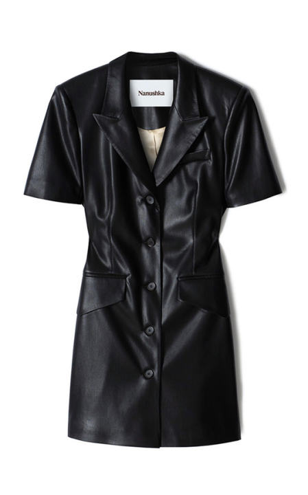 Anco Faux-Leather Shirt Dress展示图