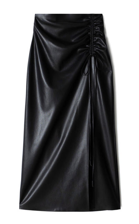 Malorie Faux-Leather Ruched Skirt展示图