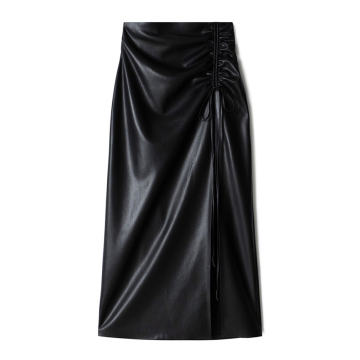 Malorie Faux-Leather Ruched Skirt