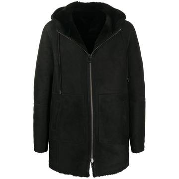 hooded shearling coat