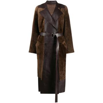 panelled belted trench coat