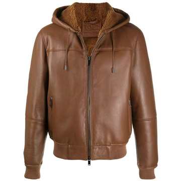 hooded leather jacket