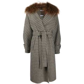 plaid belted coat