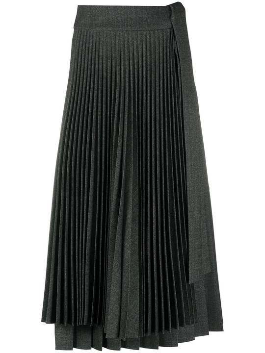 pleated flared midi skirt展示图