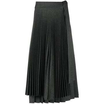 pleated flared midi skirt