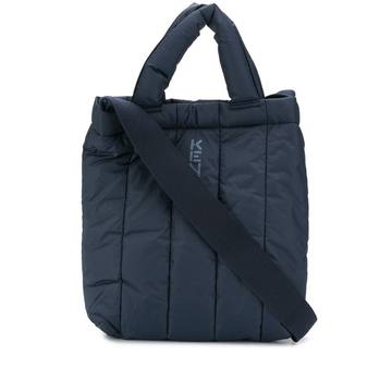 padded logo print tote bag