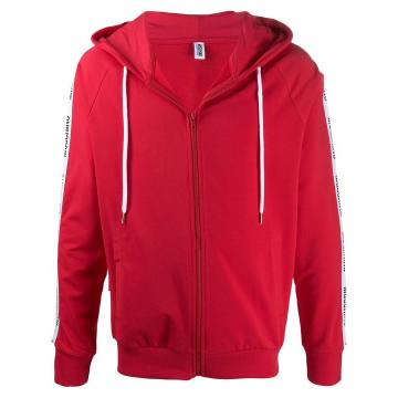 logo-stripe appliquée zipped hoodie