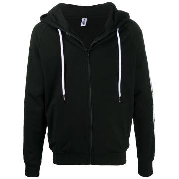 logo-stripe appliquée zipped hoodie