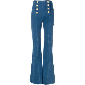 button-embellished flared jeans
