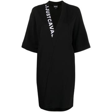 logo-neck mini dress