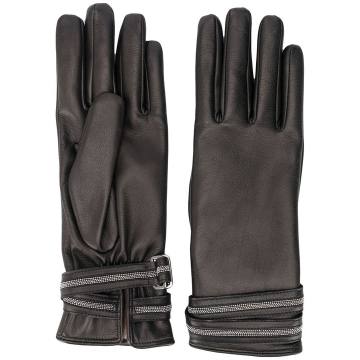studded strap leather gloves