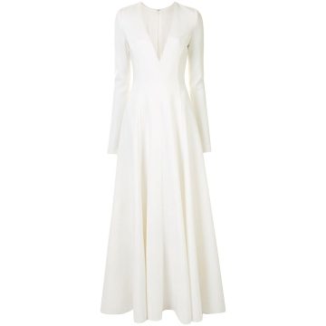 V-neck long-sleeve gown