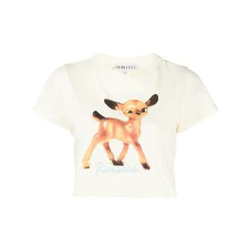 Deer-print crop T-shirt