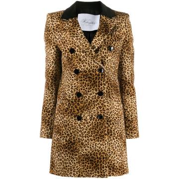 double breasted leopard-print coat