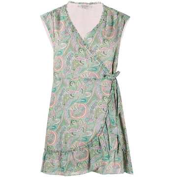 paisley print wrap dress