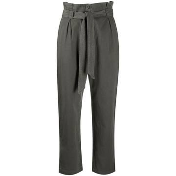 belted cropped leg trousers