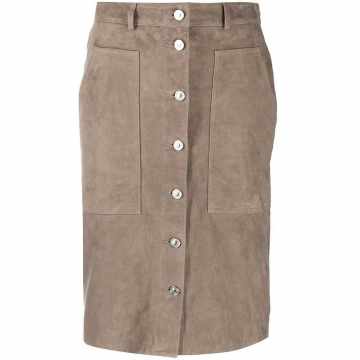 button down suede skirt