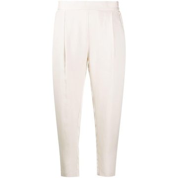 tapered leg pleat detail trousers