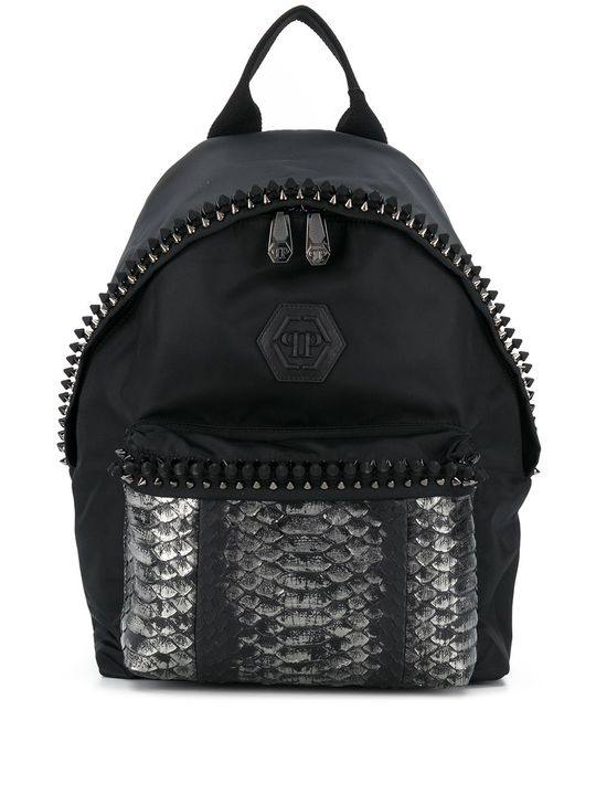 stud-embellished metallic backpack展示图