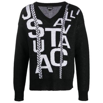 contrast-logo v-neck jumper