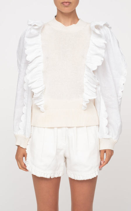 Shannon Scalloped-Trimmed Ribbed Sweater展示图