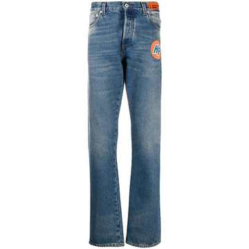 faded logo patch straight-leg jeans