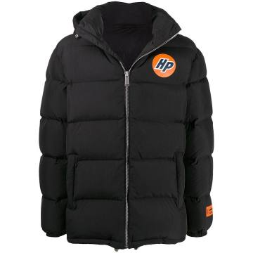 hooded logo puffer jacket