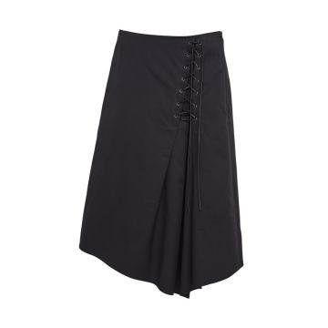 Sporty Power Lace-Up Cotton Midi Skirt
