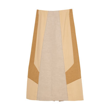 Summer Mix Colorblock Linen-Blend Midi Wrap Skirt