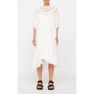 Cleo Crochet-Accent Poplin Dress