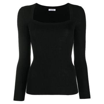 square-neck fitted knit top