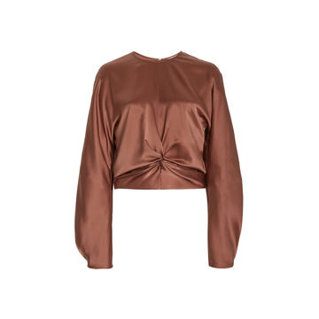 Knot-Accented Satin Blouse