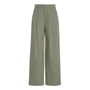 Cotton-Blend Wide-Leg Pants