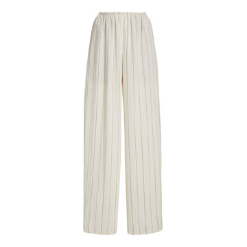 Striped Crepe Wide-Leg Pants