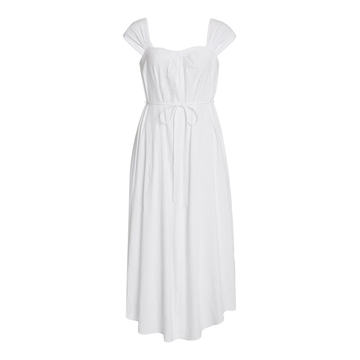 Tie-Accent Linen-Blend Dress