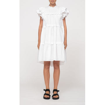 Scallop Ramie Ruffle Midi Dress