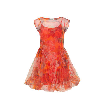 Winnie Bubble Hem Printed Tulle Dress