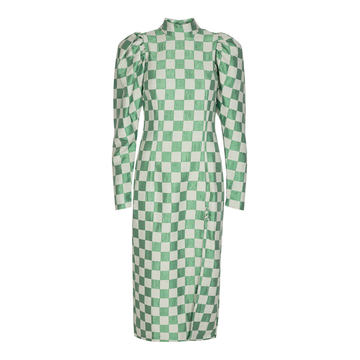 Theresa Checkered Side-Slit Dress