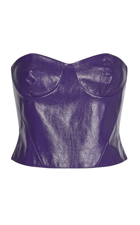 Nina Faux Leather Cropped Bustier Top展示图