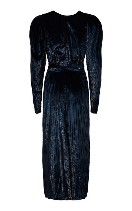 Barbara V-neck Velvet Midi Dress展示图