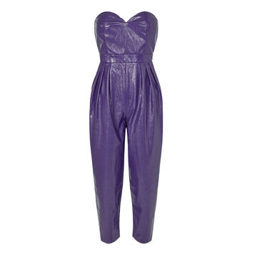 Lana Faux Leather Strapless Jumpsuit