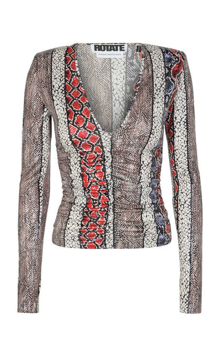 Sierra Ruched Snake-Print Jersey Top展示图