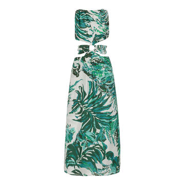 Izabel Cutout Printed Cotton-Modal Voile Maxi Dress