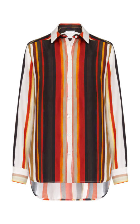 Striped Silk Button-Down Shirt展示图