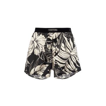 Printed Silk-Satin Pajama Shorts