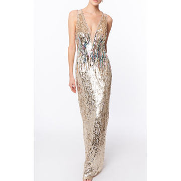 Rose Finch Bead-Embellished Gown