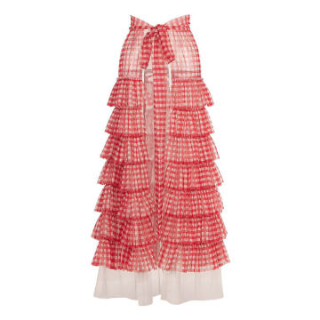 Printed Tiered Tulle Wrap Skirt