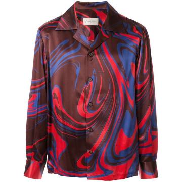 Vice Cuban Collar LS Shirt Elvis Swirl Pattern