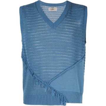 frayed detail knitted vest