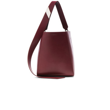 Luxe Calf Leather Stripe Link Bucket Bag